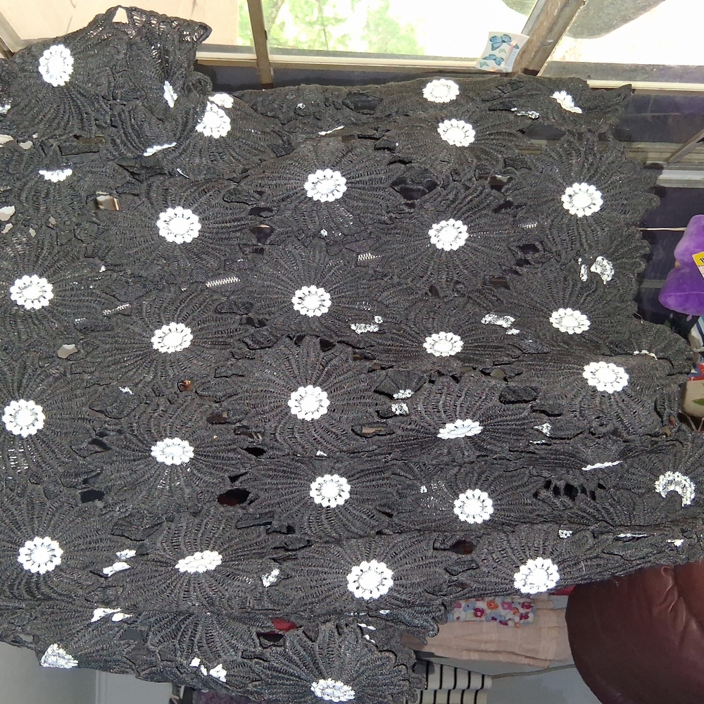 Black Crochet Floral Top
